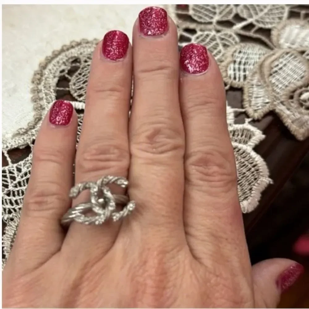 Authentic *Chanel* Braided Strass CC Ring Sz 6.5 EUC